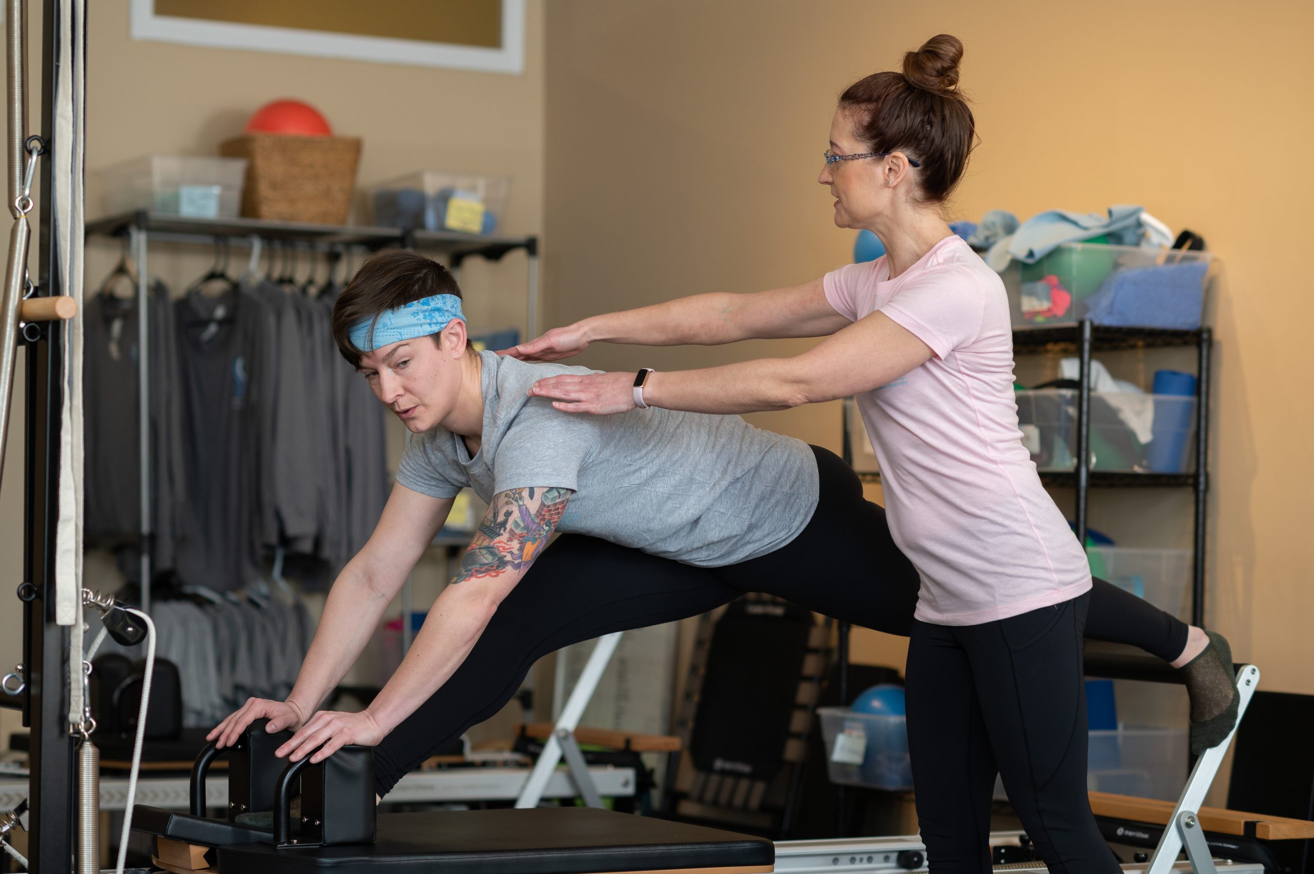 Pilates therapy and rehabilitation session with Marcie Evans at Serenity, Iowa City